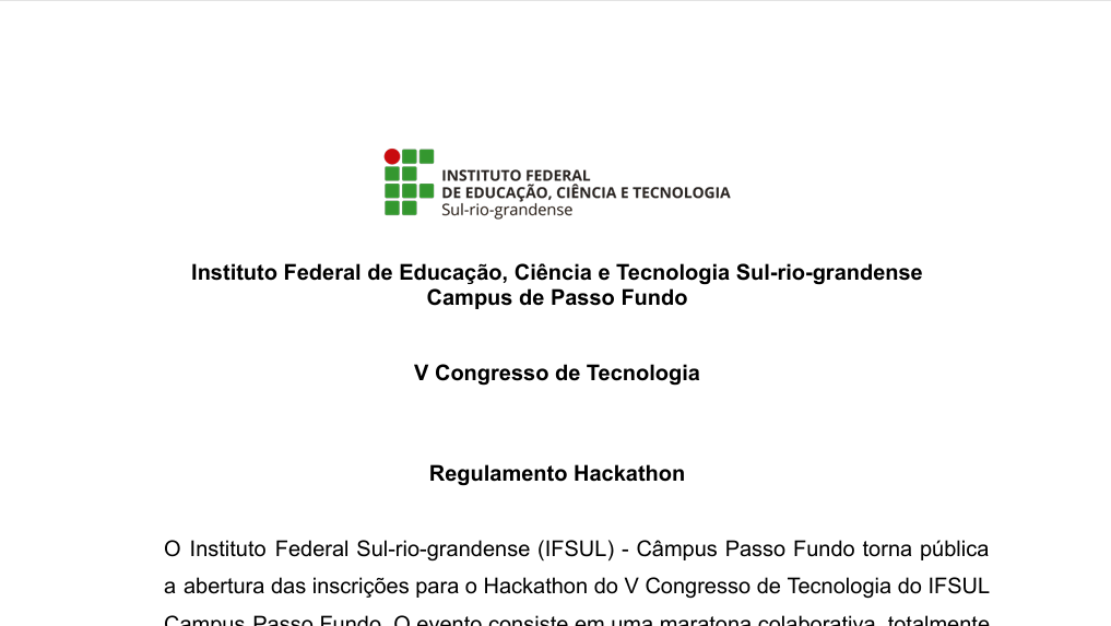 Regulamento do Hackathon